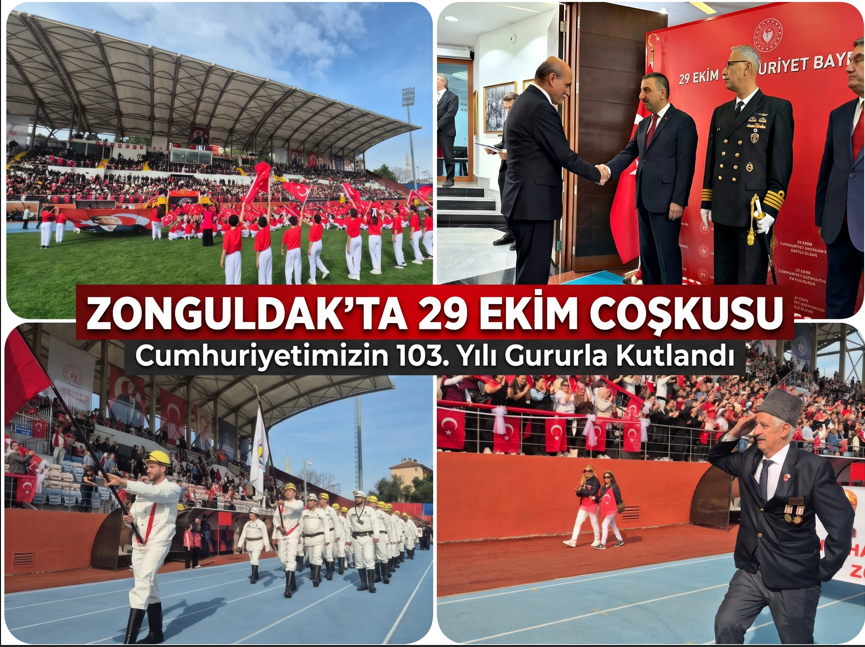 Zonguldak’ta 29 Ekim Coşkusu: Valilikte Tebrikat, Stadyumda Görkemli Kutlama